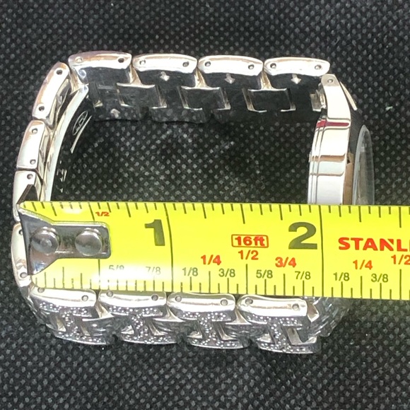 LOIS HILL Sterling Silver Large Round White Face Alternating Links Swiss Watch - Picture 15 of 17